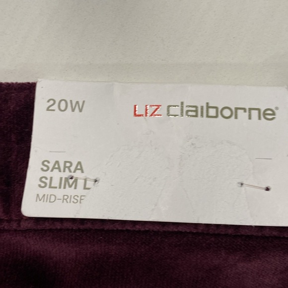 Liz Claiborne Sara Slim Leg Mid-Rise Midnight Burgundy Plus Size Pants 20W NWT - Picture 8 of 10
